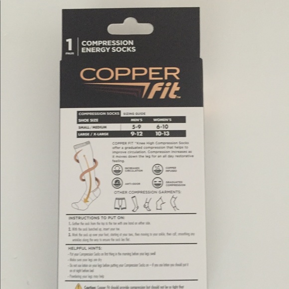 Unisex New Copper Fit compression socks size S/M - Picture 3 of 4
